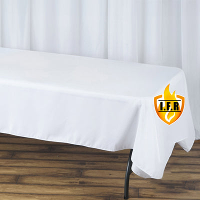 Premium White Polyester Rectangular Tablecloth