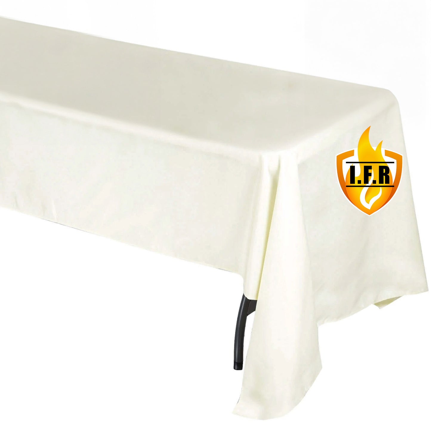 Ivory fire retardant tablecloth for rectangular tables, 60"x126".