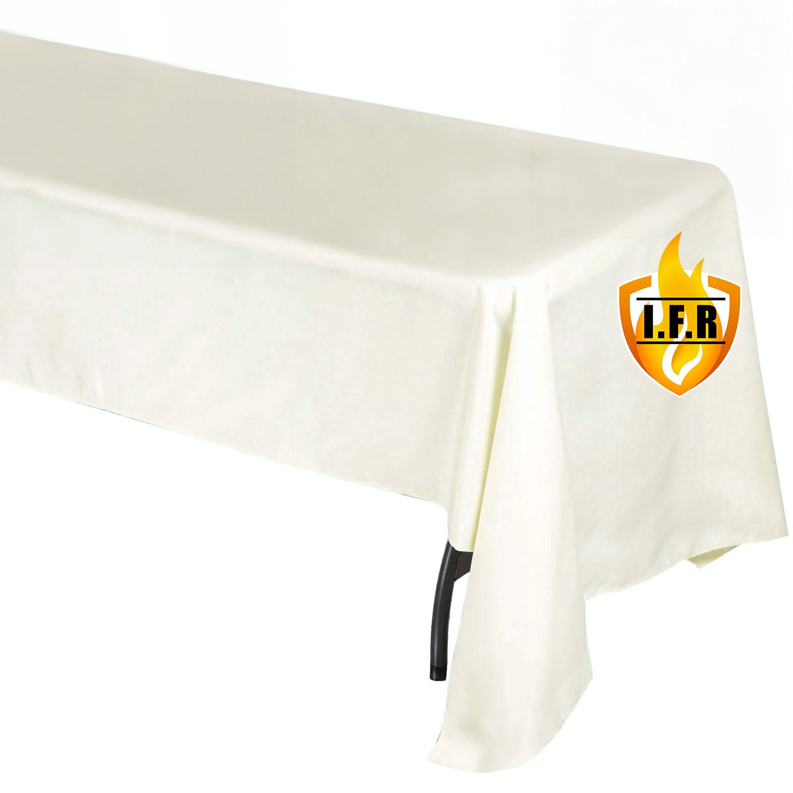 Ivory fire retardant tablecloth for rectangular tables, 60"x126".