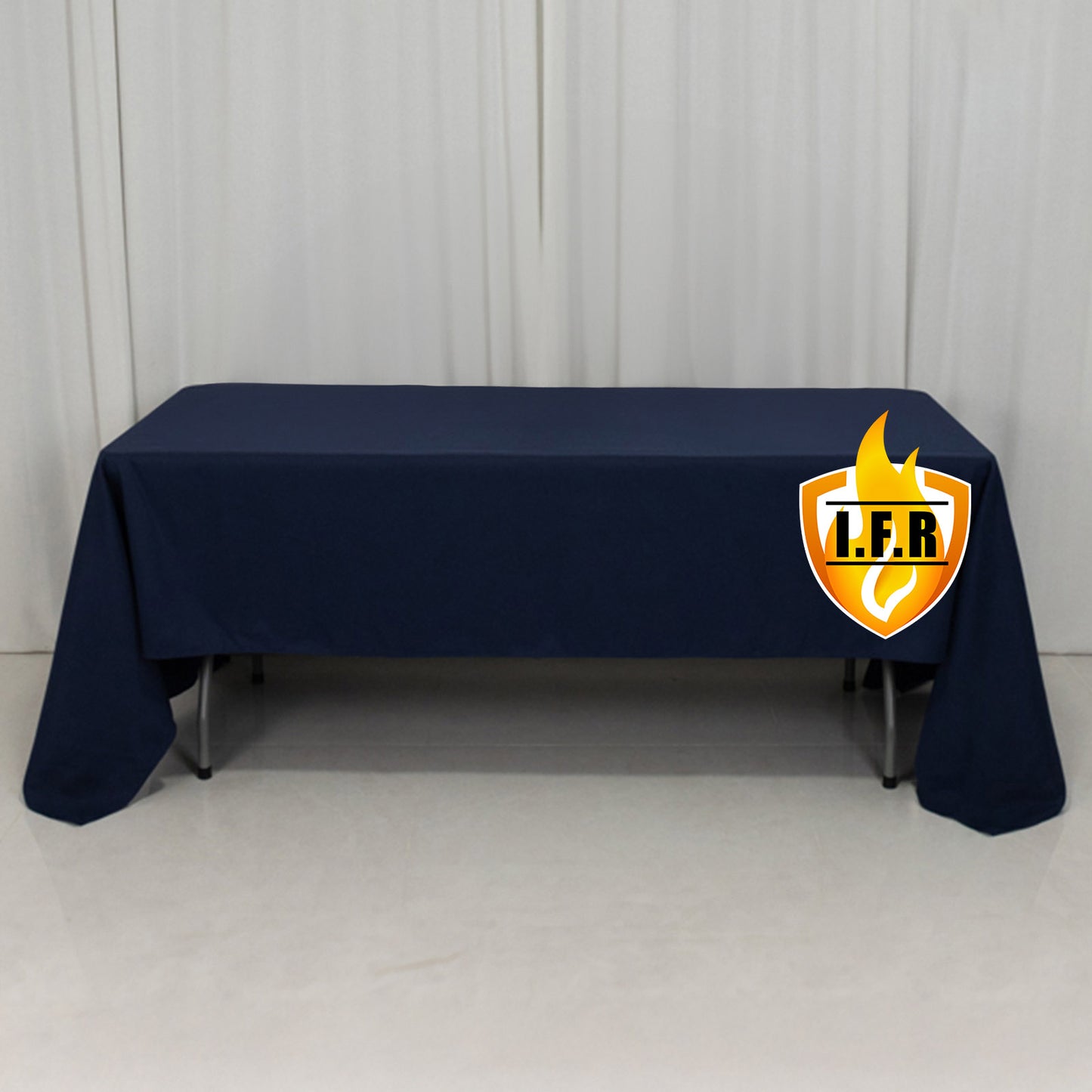 60"x126" Fire Retardant Navy Blue Tablecloth Premium Polyester Rectangular Table Cover