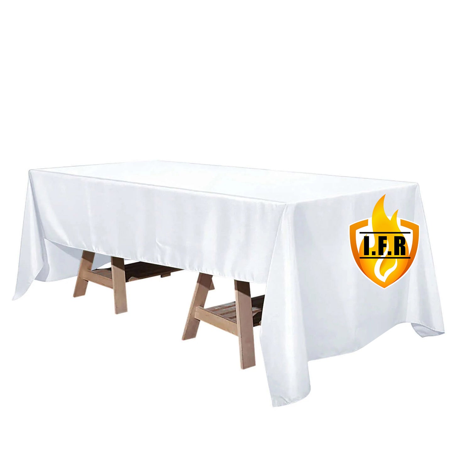60"x126" Fire Retardant White Tablecloth Premium Polyester Rectangular Table Cover