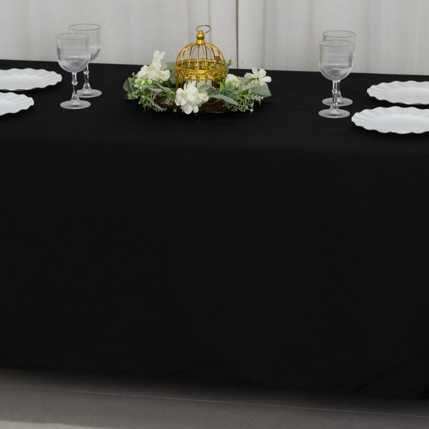72"x120" Fire Retardant Black Tablecloth Premium Polyester Rectangular Table Cover
