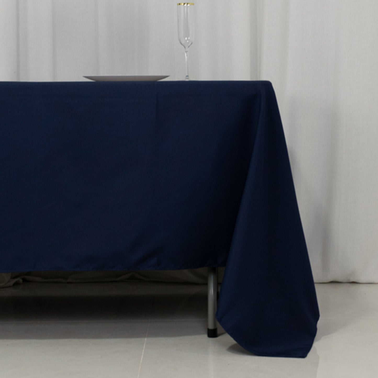 72"x120" Fire Retardant Navy Blue Tablecloth Premium Polyester Rectangular Table Cover