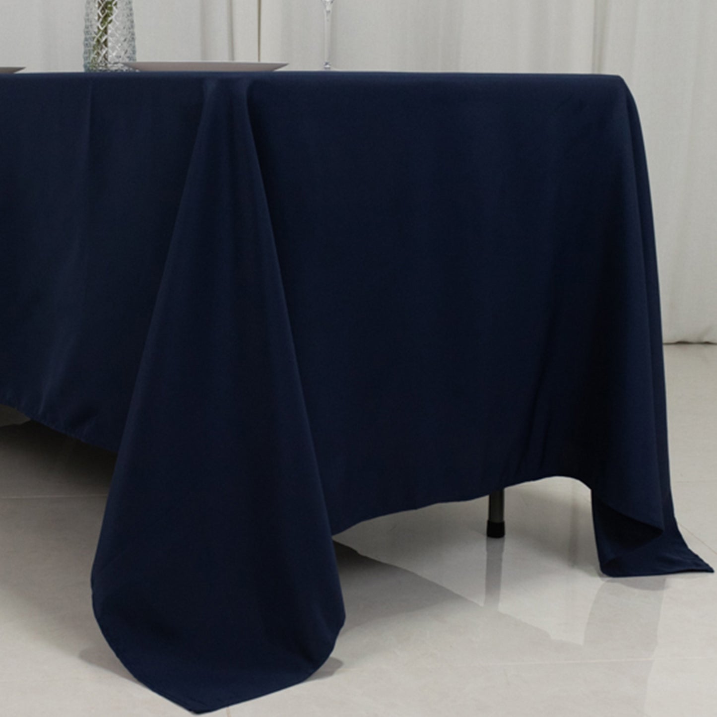 72"x120" Fire Retardant Navy Blue Tablecloth Premium Polyester Rectangular Table Cover