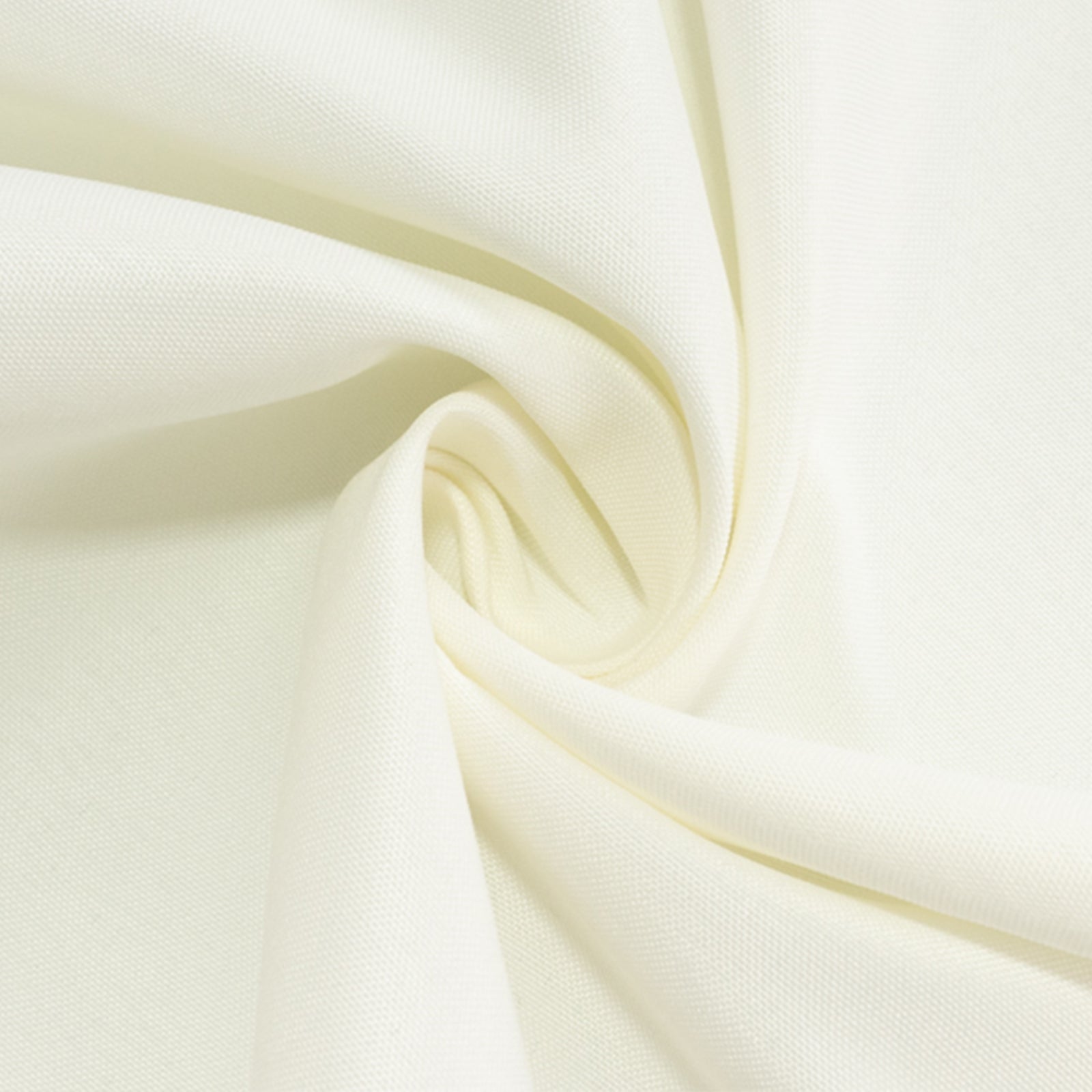Ivory fire retardant tablecloth for 6-foot table with floor-length drop.