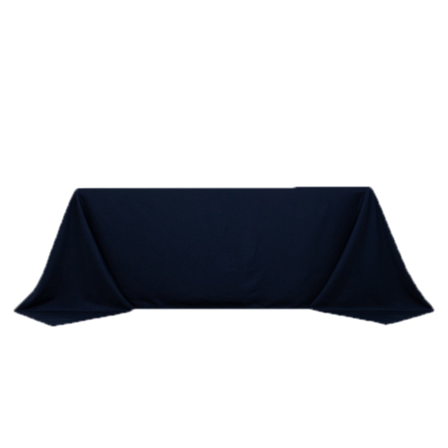 90"x132" Fire Retardant Navy Blue Tablecloth Seamless Premium Polyester Rectangular Table Cover for 6 Foot Table With Floor-Length Drop