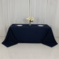 90"x132" Fire Retardant Navy Blue Tablecloth Seamless Premium Polyester Rectangular Table Cover for 6 Foot Table With Floor-Length Drop