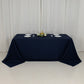 90"x132" Fire Retardant Navy Blue Tablecloth Seamless Premium Polyester Rectangular Table Cover for 6 Foot Table With Floor-Length Drop