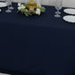 90"x132" Fire Retardant Navy Blue Tablecloth Seamless Premium Polyester Rectangular Table Cover for 6 Foot Table With Floor-Length Drop