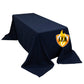 90"x132" Fire Retardant Navy Blue Tablecloth Seamless Premium Polyester Rectangular Table Cover for 6 Foot Table With Floor-Length Drop