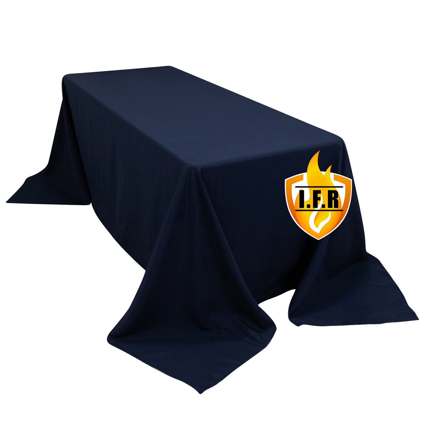 90"x132" Fire Retardant Navy Blue Tablecloth Seamless Premium Polyester Rectangular Table Cover for 6 Foot Table With Floor-Length Drop