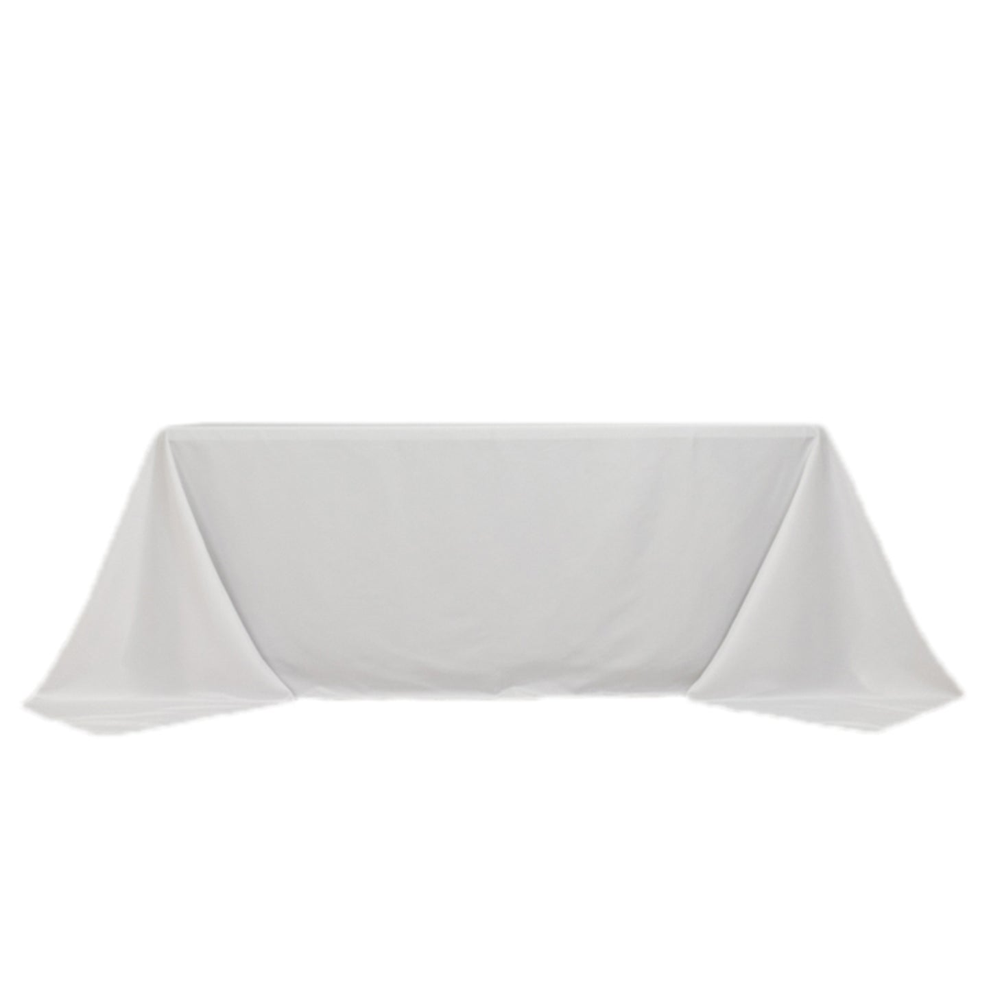 90"x132" Fire Retardant White Tablecloth Seamless Premium Polyester Rectangular Table Cover for 6 Foot Table With Floor-Length Drop