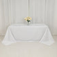 90"x132" Fire Retardant White Tablecloth Seamless Premium Polyester Rectangular Table Cover for 6 Foot Table With Floor-Length Drop