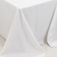 90"x132" Fire Retardant White Tablecloth Seamless Premium Polyester Rectangular Table Cover for 6 Foot Table With Floor-Length Drop