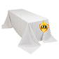 90"x132" Fire Retardant White Tablecloth Seamless Premium Polyester Rectangular Table Cover for 6 Foot Table With Floor-Length Drop