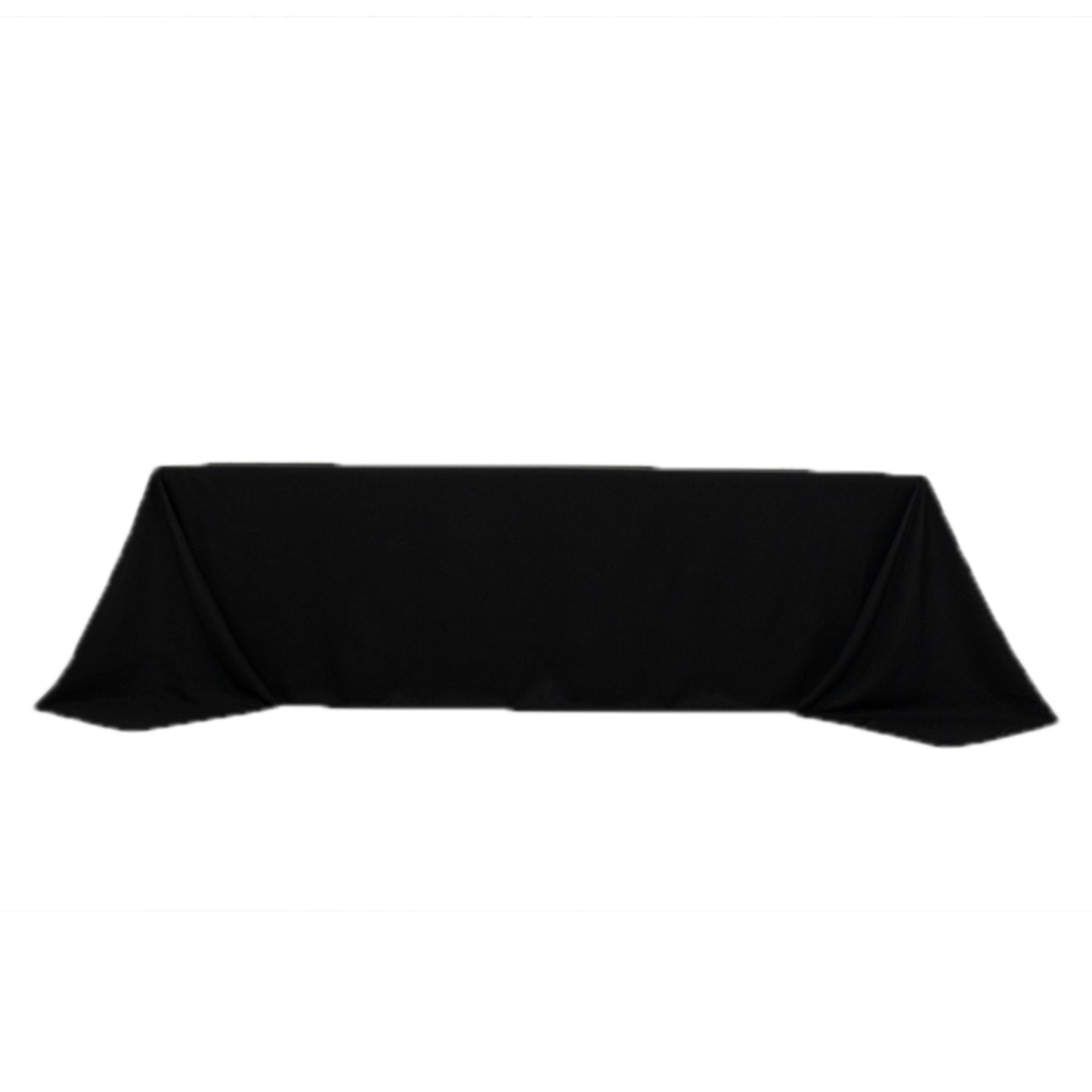 90"x156" Fire Retardant Black Tablecloth Seamless Premium Polyester Rectangular Table Cover for 8 Foot Table With Floor-Length Drop