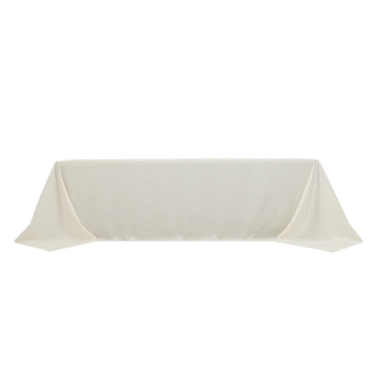 90"x156" Fire Retardant Ivory Tablecloth Seamless Premium Polyester Rectangular Table Cover for 8 Foot Table With Floor-Length Drop