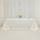 90"x156" Fire Retardant Ivory Tablecloth Seamless Premium Polyester Rectangular Table Cover for 8 Foot Table With Floor-Length Drop