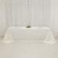 90"x156" Fire Retardant Ivory Tablecloth Seamless Premium Polyester Rectangular Table Cover for 8 Foot Table With Floor-Length Drop
