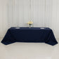90"x156" Fire Retardant Navy Blue Tablecloth Seamless Premium Polyester Rectangular Table Cover for 8 Foot Table With Floor-Length Drop