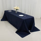 90"x156" Fire Retardant Navy Blue Tablecloth Seamless Premium Polyester Rectangular Table Cover for 8 Foot Table With Floor-Length Drop