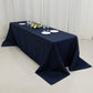 90"x156" Fire Retardant Navy Blue Tablecloth Seamless Premium Polyester Rectangular Table Cover for 8 Foot Table With Floor-Length Drop
