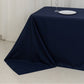 90"x156" Fire Retardant Navy Blue Tablecloth Seamless Premium Polyester Rectangular Table Cover for 8 Foot Table With Floor-Length Drop