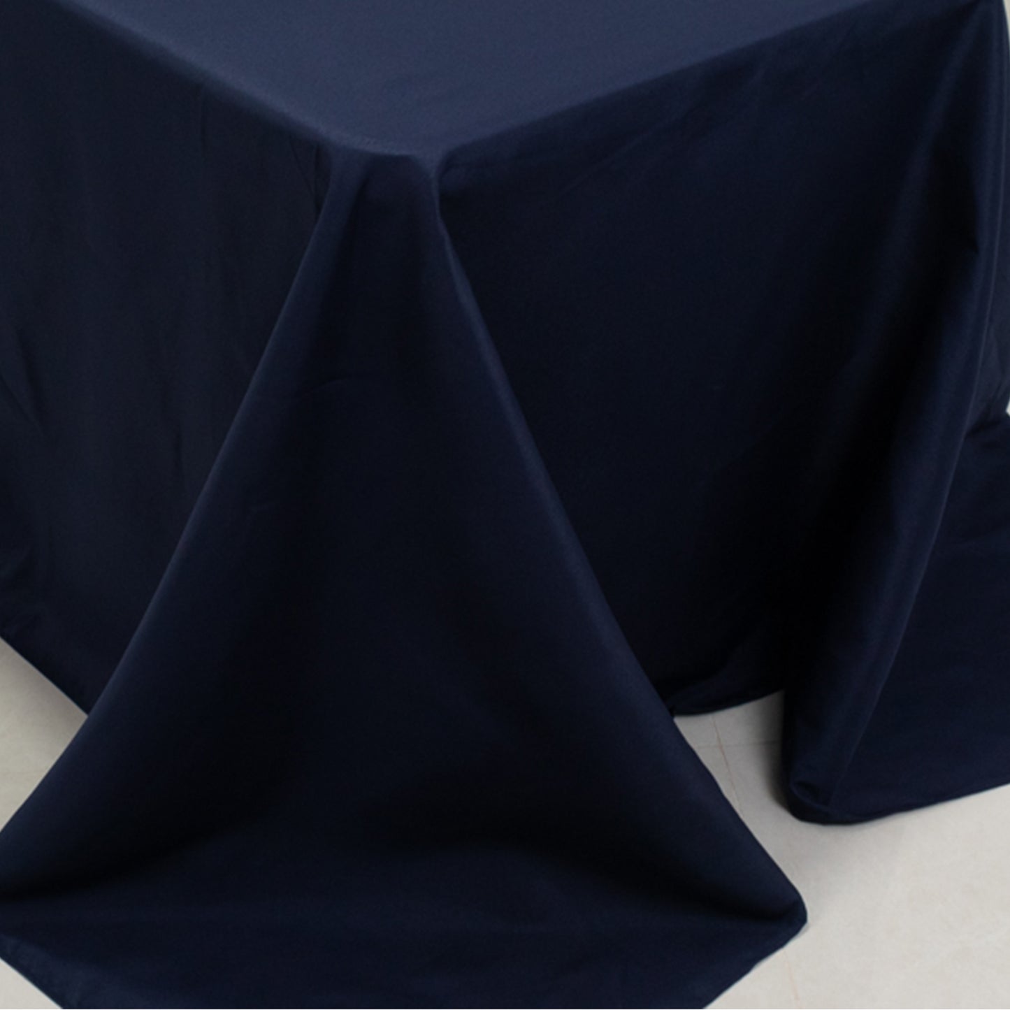 90"x156" Fire Retardant Navy Blue Tablecloth Seamless Premium Polyester Rectangular Table Cover for 8 Foot Table With Floor-Length Drop