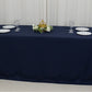 90"x156" Fire Retardant Navy Blue Tablecloth Seamless Premium Polyester Rectangular Table Cover for 8 Foot Table With Floor-Length Drop