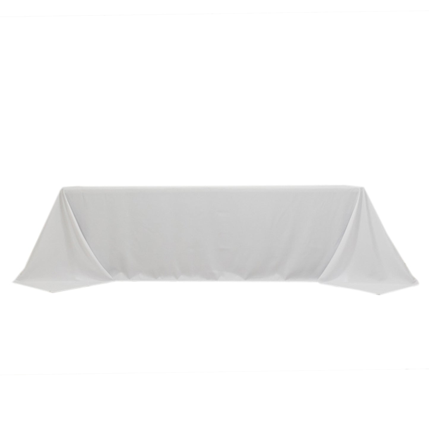 90"x156" Fire Retardant White Tablecloth Seamless Premium Polyester Rectangular Table Cover for 8 Foot Table With Floor-Length Drop