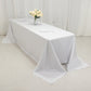90"x156" Fire Retardant White Tablecloth Seamless Premium Polyester Rectangular Table Cover for 8 Foot Table With Floor-Length Drop