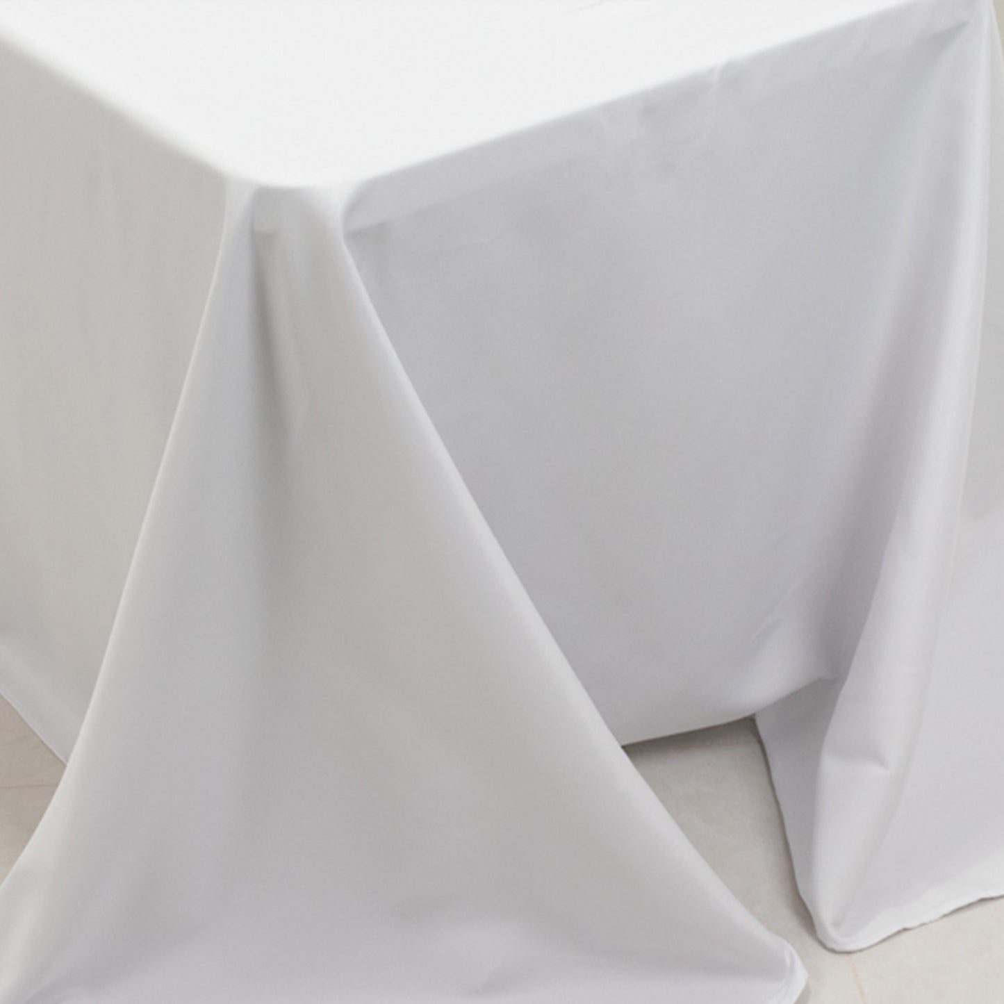 90"x156" Fire Retardant White Tablecloth Seamless Premium Polyester Rectangular Table Cover for 8 Foot Table With Floor-Length Drop