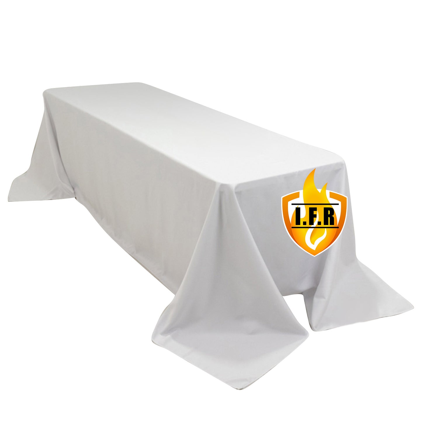 90"x156" Fire Retardant White Tablecloth Seamless Premium Polyester Rectangular Table Cover for 8 Foot Table With Floor-Length Drop