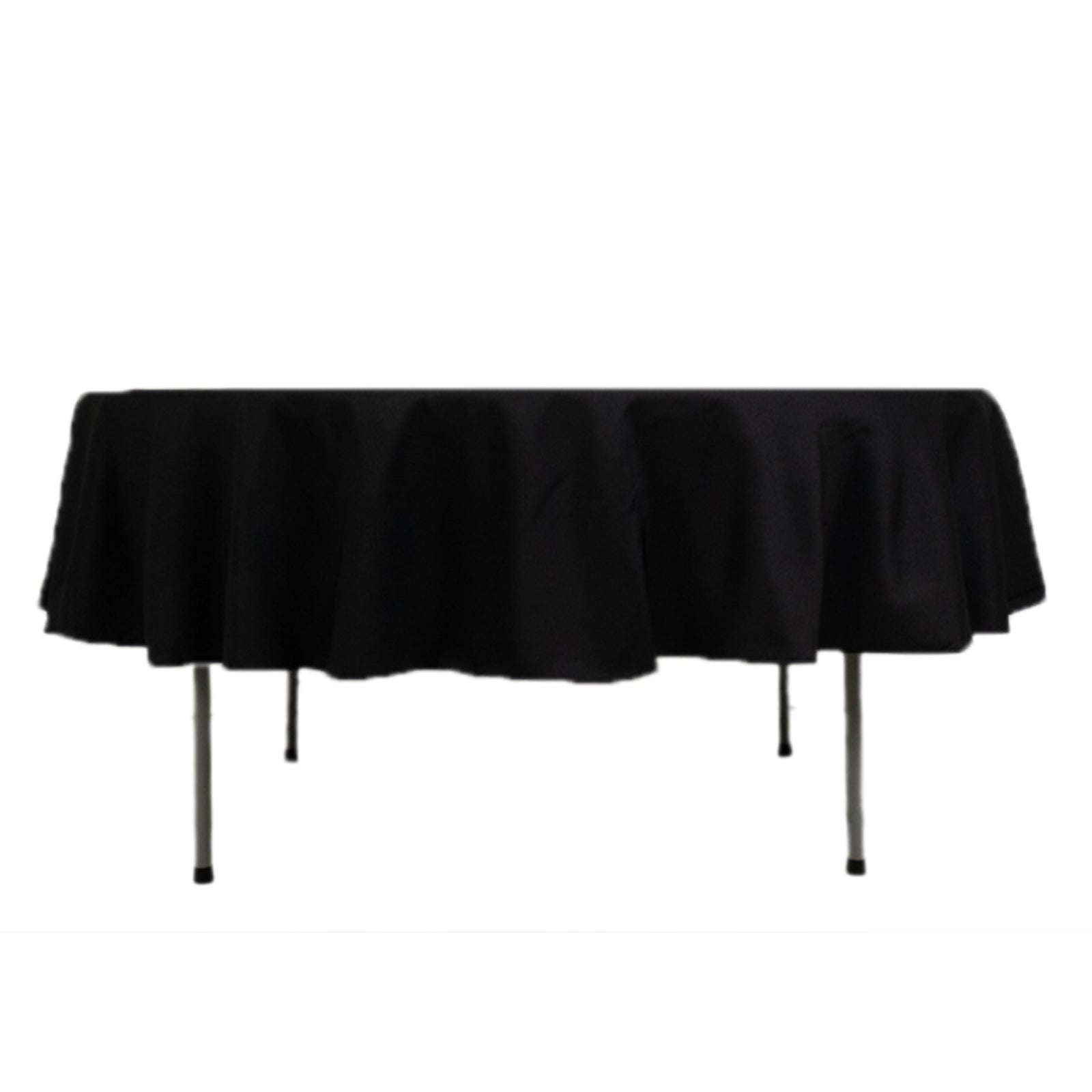 Black fire retardant round tablecloth in premium polyester.