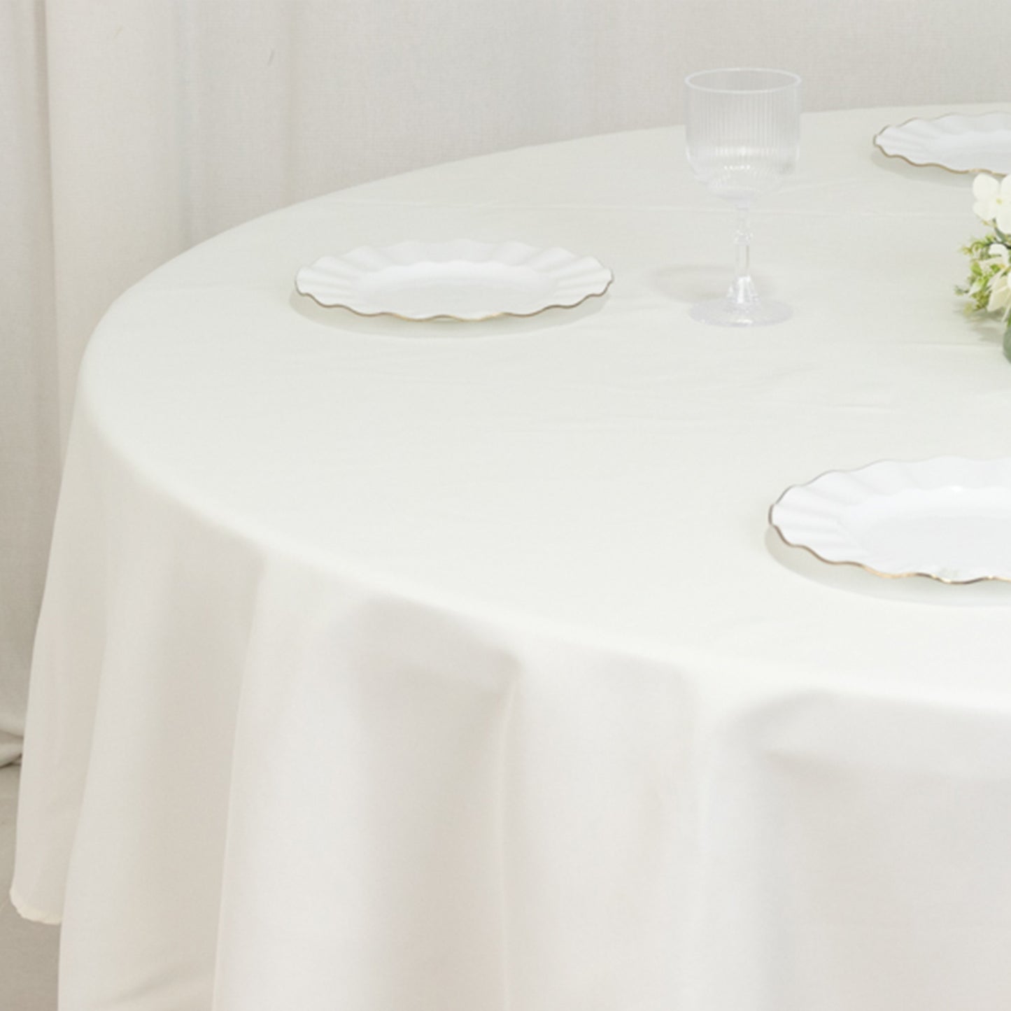 90" Ivory Fire Retardant Tablecloth Premium Polyester Round Table Cover