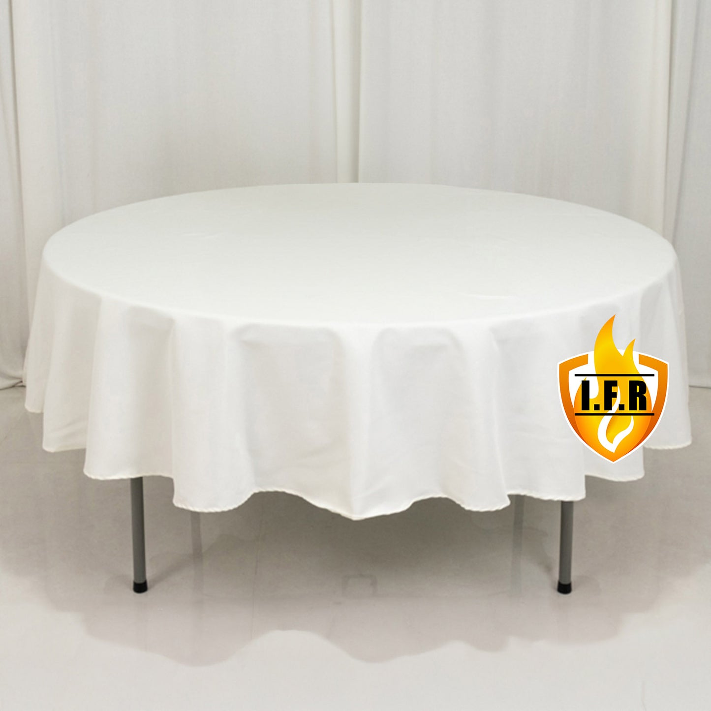 90" Ivory Fire Retardant Tablecloth Premium Polyester Round Table Cover