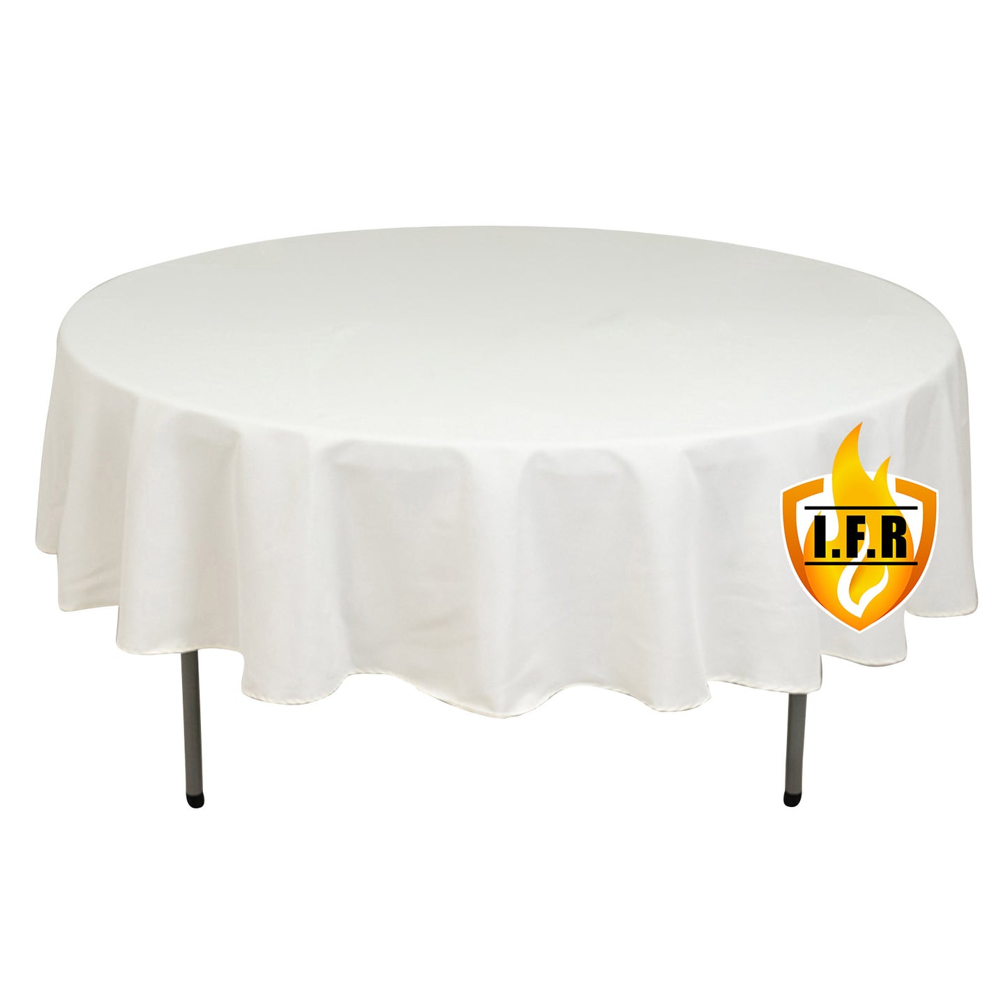 90" Ivory Fire Retardant Tablecloth Premium Polyester Round Table Cover