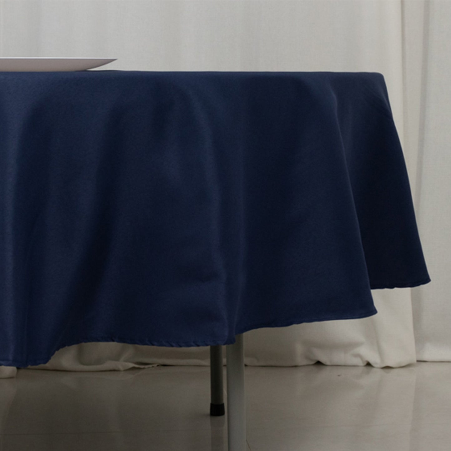 90" Navy Blue Fire Retardant Tablecloth Premium Polyester Round Table Cover