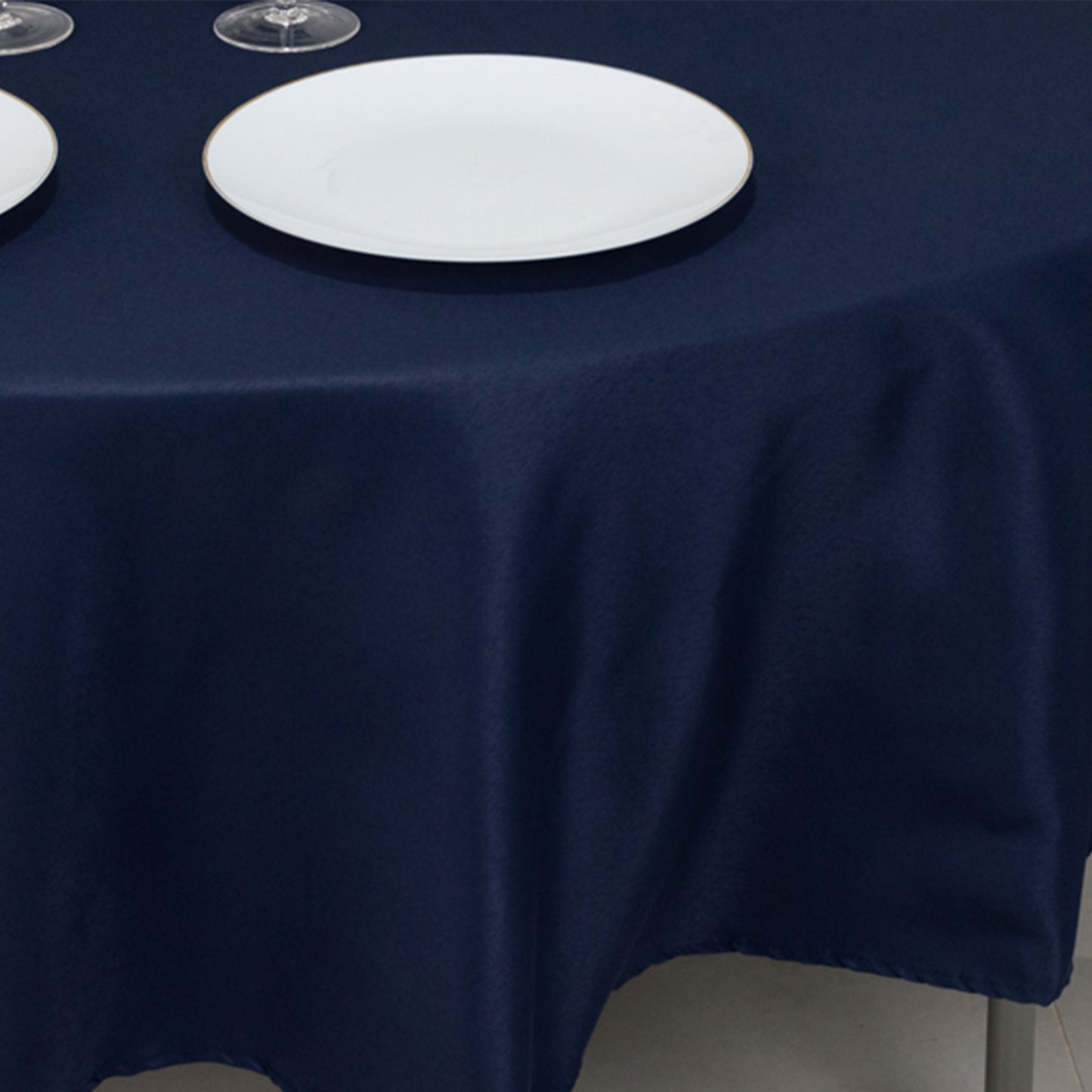 90" Navy Blue Fire Retardant Tablecloth Premium Polyester Round Table Cover