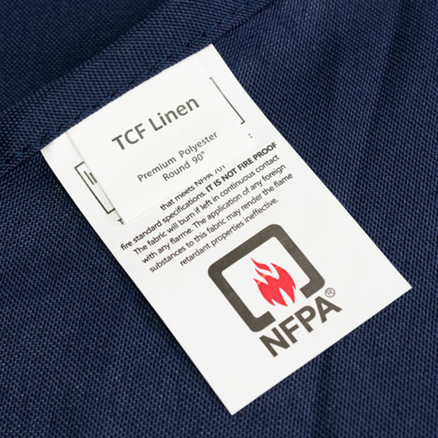 90" Navy Blue Fire Retardant Tablecloth Premium Polyester Round Table Cover