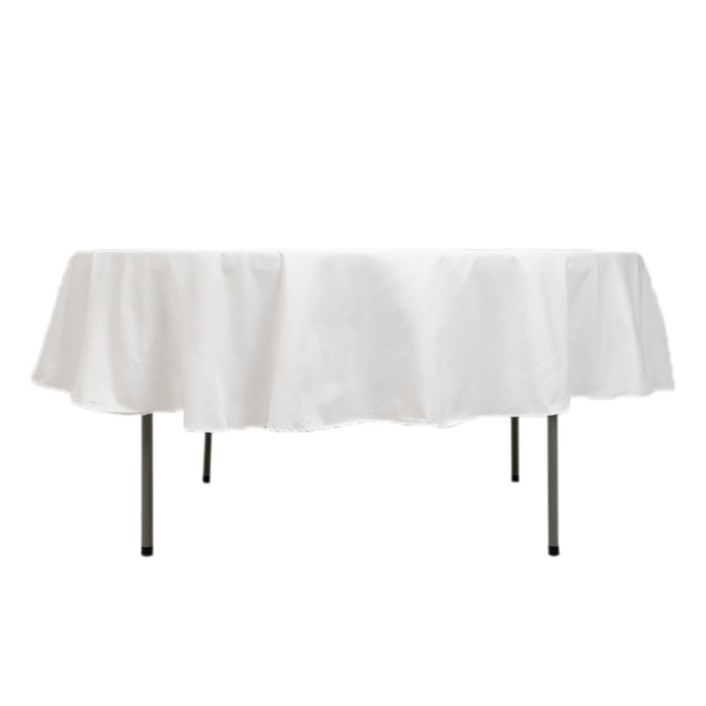 90" White Fire Retardant Tablecloth Premium Polyester Round Table Cover