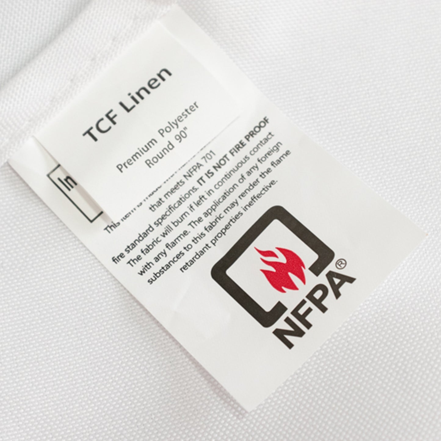 90" White Fire Retardant Tablecloth Premium Polyester Round Table Cover