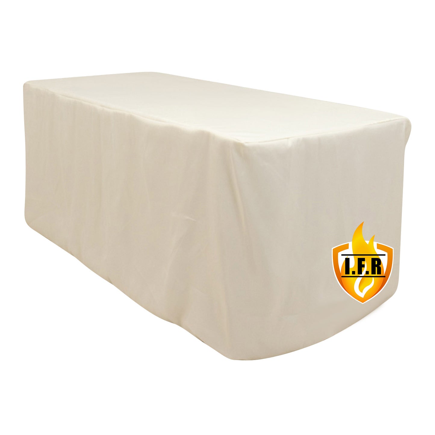 Fire retardant ivory fitted tablecloth for 72"x30" tables.