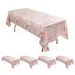 5 Pack Blush Rectangle Disposable Tablecloths with Butterfly Floral Print, PVC Waterproof Plastic Table Covers - 54"x108"