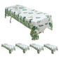 5 Pack White Green Rectangle Plastic Table Covers with Eucalyptus Leaves Print, 54"x108" PVC Waterproof Disposable Tablecloths