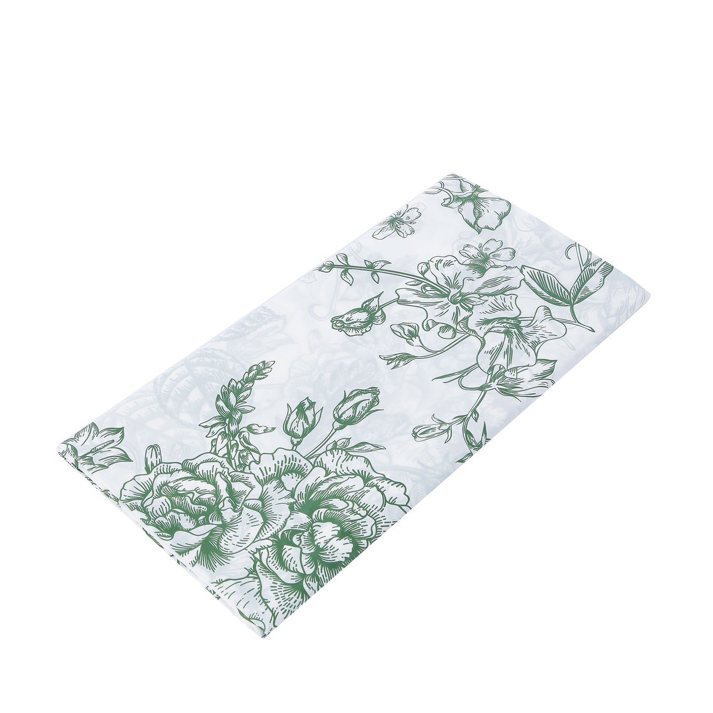 5-Pack Rectangular Plastic Tablecloths – White with Sage Green French Toile Pattern, PVC Waterproof Disposable Table Covers 54"x108"