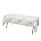 5-Pack Rectangular Plastic Tablecloths – White with Sage Green French Toile Pattern, PVC Waterproof Disposable Table Covers 54"x108"