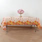 5 Pack Orange Thanksgiving Rectangle Plastic Table Covers, PVC Waterproof Disposable Tablecloths with Fall Maple Leaves Pumpkin Print - 54"x108"