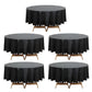 5 Pack Black Round Plastic Table Covers, 84" PVC Waterproof Disposable Tablecloths