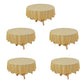 5 Pack Gold Round Plastic Table Covers, 84" PVC Waterproof Disposable Tablecloths